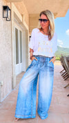 Drifted Denim Print Italian Pants-100 Pants-Italianissimo-Coastal Bloom Boutique, find the trendiest versions of the popular styles and looks Located in Indialantic, FL