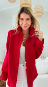 Eileen Fall Shacket - Red-160 Jackets-Rosio-Coastal Bloom Boutique, find the trendiest versions of the popular styles and looks Located in Indialantic, FL