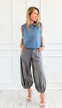 Cancel Plans Cuffed Pants- Cement-170 Bottoms-ODDI-Coastal Bloom Boutique, find the trendiest versions of the popular styles and looks Located in Indialantic, FL