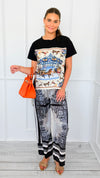 Paisley Bliss Italian Pants- Black-100 Pants-SEE YOU IN ROME-Coastal Bloom Boutique, find the trendiest versions of the popular styles and looks Located in Indialantic, FL