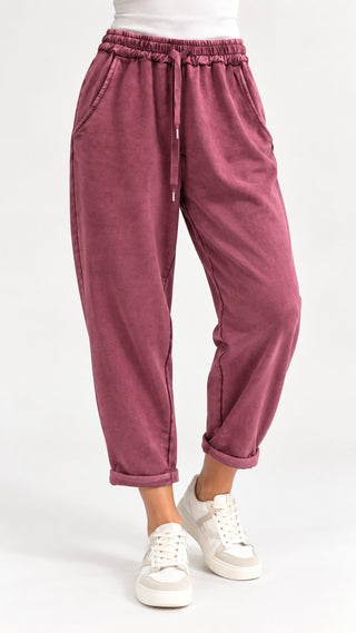 Washed Luxe Italian Pant- Dark Mauve