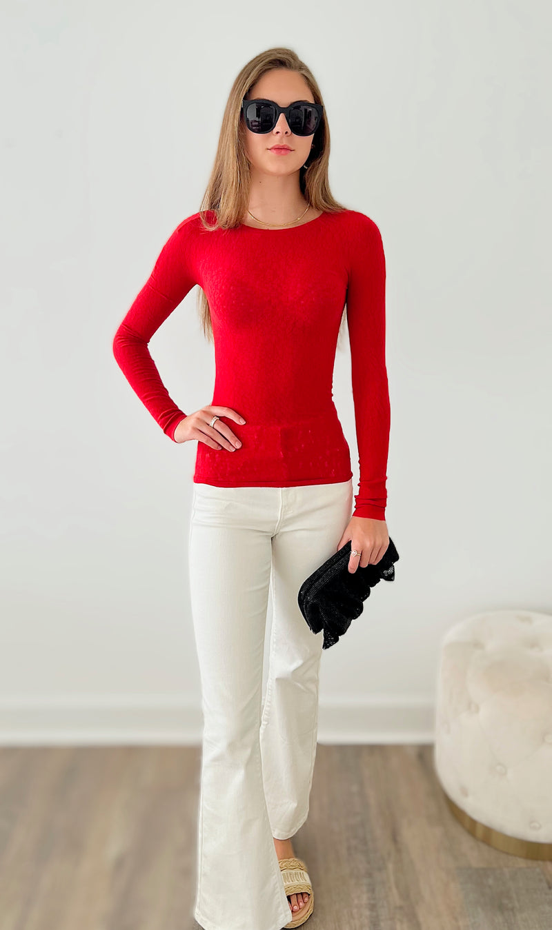 Brazilian Pique Lace Weave Long Sleeve-220 Intimates-VZ Group-Coastal Bloom Boutique, find the trendiest versions of the popular styles and looks Located in Indialantic, FL