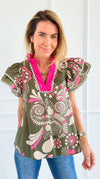 Petal Pop Ruffle Sleeve Blouse-110 Short Sleeve Tops-entro-Coastal Bloom Boutique, find the trendiest versions of the popular styles and looks Located in Indialantic, FL
