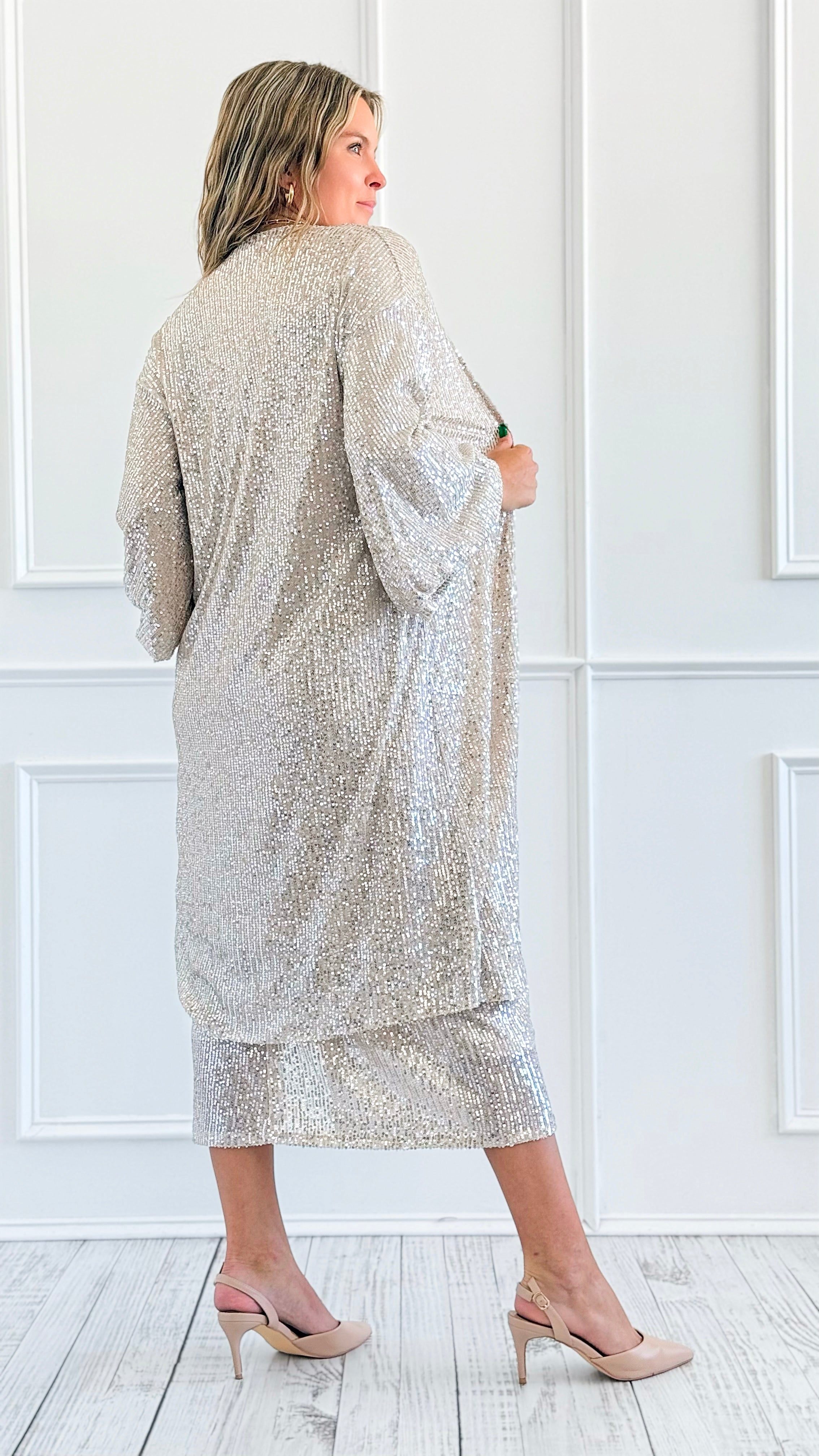 Golden Hour Sequin Kimono-150 Cardigans/Layers-V6-Coastal Bloom Boutique, find the trendiest versions of the popular styles and looks Located in Indialantic, FL