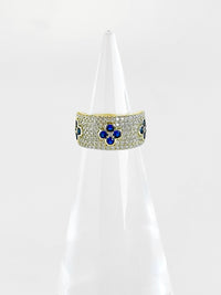 Sterling Silver Micropave Sapphire Flower Station Ring-230 Jewelry-NYC-Coastal Bloom Boutique, find the trendiest versions of the popular styles and looks Located in Indialantic, FL