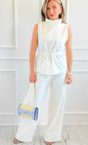 Sunset Fleece Lounge Set - White-210 Loungewear/Sets-ARYEH-Coastal Bloom Boutique, find the trendiest versions of the popular styles and looks Located in Indialantic, FL