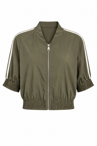 Varsity Lane Zip Italian Jacket- Olive