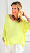 Sundays Ribbed Italian Top - Neon Yellow-130 Long Sleeve Tops-Italianissimo-Coastal Bloom Boutique, find the trendiest versions of the popular styles and looks Located in Indialantic, FL