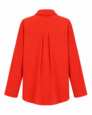 Oversized Button Front Top - Orange