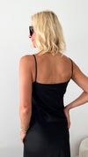 Cowl Satin Maxi Italian Dress - Black-200 Dresses/Jumpsuits/Rompers-Germany-Coastal Bloom Boutique, find the trendiest versions of the popular styles and looks Located in Indialantic, FL