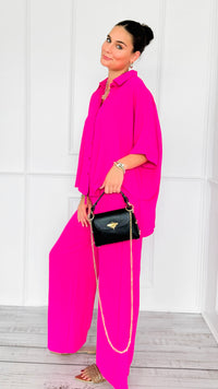 Desert Sunset Draped Set - Hot Pink-210 Loungewear/Sets-ODDI-Coastal Bloom Boutique, find the trendiest versions of the popular styles and looks Located in Indialantic, FL