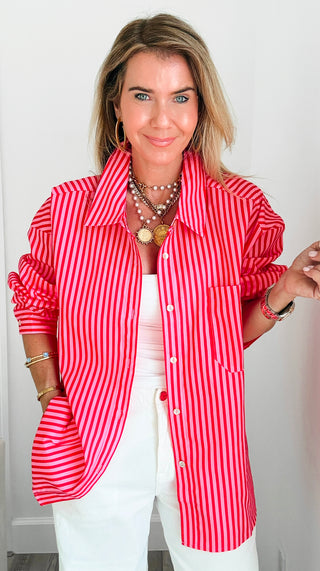 Striped Oversized Button Down Shirt