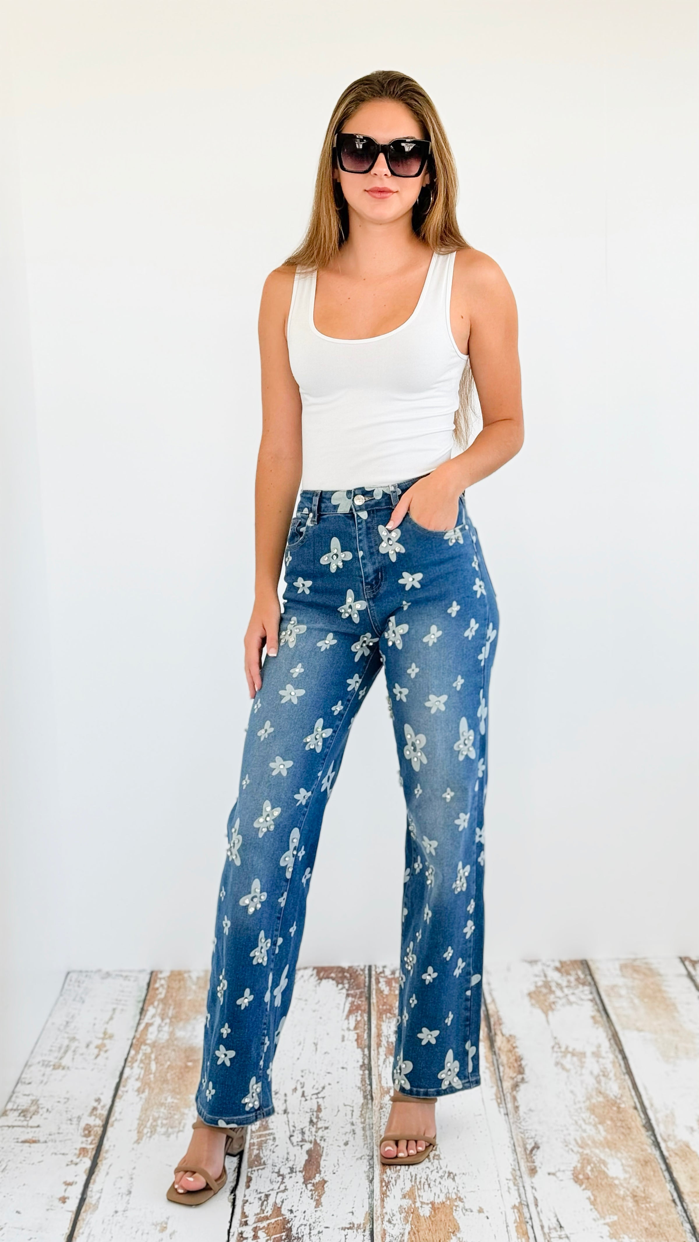 Daisy Delight High-Rise Jeans-170 Bottoms-MUY MUY FANCY-Coastal Bloom Boutique, find the trendiest versions of the popular styles and looks Located in Indialantic, FL