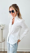 Classic Button Down Top - White-130 Long Sleeve Tops-Love Tree Fashion-Coastal Bloom Boutique, find the trendiest versions of the popular styles and looks Located in Indialantic, FL