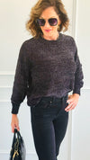 Cuddle Cloud Chenille Sweater-Black-140 Sweaters-Zenana-Coastal Bloom Boutique, find the trendiest versions of the popular styles and looks Located in Indialantic, FL