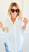 Sophia Ruffled Italian Shirt-110 Long Sleeve Tops-TATTOO Z-Coastal Bloom Boutique, find the trendiest versions of the popular styles and looks Located in Indialantic, FL