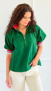 Ivy League Zip Accent Top-110 short Sleeve Top-ENTRO-Coastal Bloom Boutique, find the trendiest versions of the popular styles and looks Located in Indialantic, FL