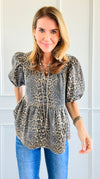 Leopard Babydoll Top-110 Short Sleeve Tops-Coastal Bloom-Coastal Bloom Boutique, find the trendiest versions of the popular styles and looks Located in Indialantic, FL