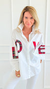 Tartan Love Italian Blouse-110 Long Sleeve Tops-TATTOO Z-Coastal Bloom Boutique, find the trendiest versions of the popular styles and looks Located in Indialantic, FL