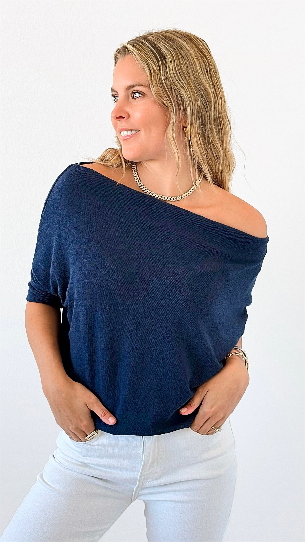 Anywhere Short Sleeve Top - Navy-110 short Sleeve Top-Six/ Fifty-Coastal Bloom Boutique, find the trendiest versions of the popular styles and looks Located in Indialantic, FL
