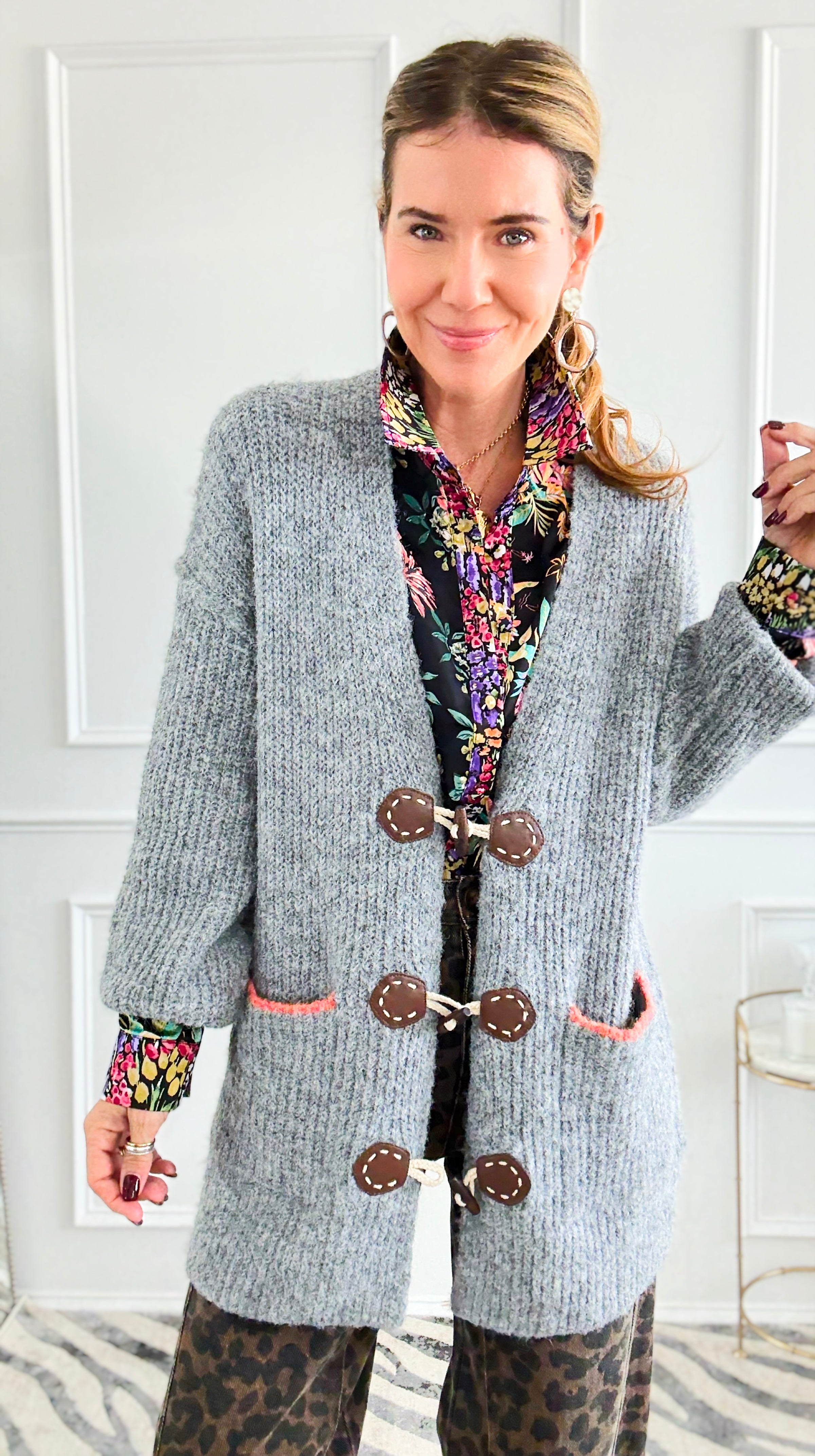 Toggle Trim Knit Cardigan