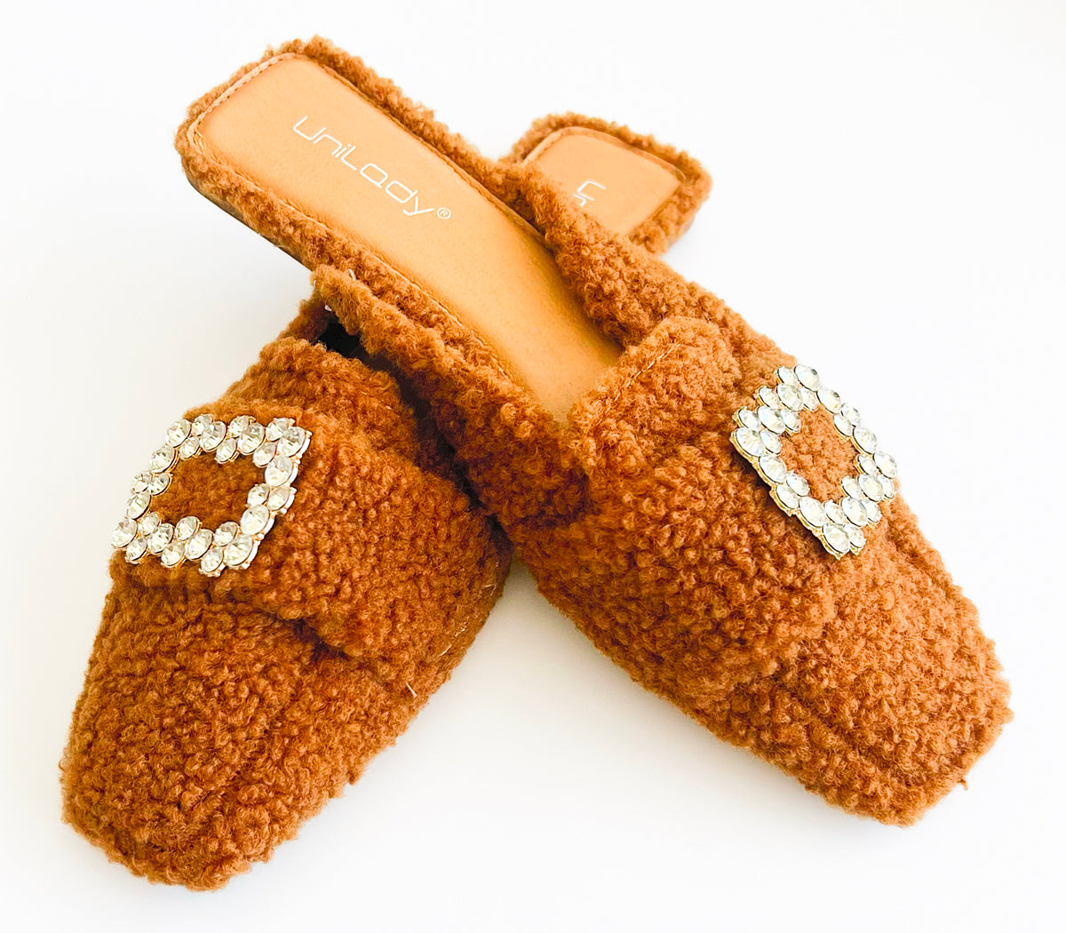 Embellished Fur Mule Flats - Brown-250 Shoes-Shoe La La-Coastal Bloom Boutique, find the trendiest versions of the popular styles and looks Located in Indialantic, FL