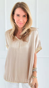 Shine On Relaxed Italian V-Neck Top-110 short Sleeve Top-CLEAR S-Coastal Bloom Boutique, find the trendiest versions of the popular styles and looks Located in Indialantic, FL