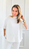 Break Free Italian Sweater Top - White-140 Sweaters-Italianissimo/Z Studio-Coastal Bloom Boutique, find the trendiest versions of the popular styles and looks Located in Indialantic, FL