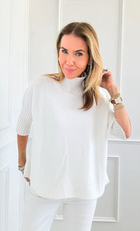 Break Free Italian Sweater Top - White-140 Sweaters-Italianissimo/Z Studio-Coastal Bloom Boutique, find the trendiest versions of the popular styles and looks Located in Indialantic, FL