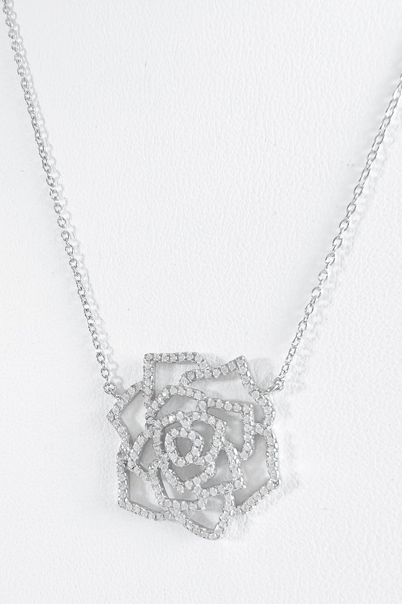 Sterling Silver CZ Chunky Flower Necklace-230 Jewelry-NYC-Coastal Bloom Boutique, find the trendiest versions of the popular styles and looks Located in Indialantic, FL