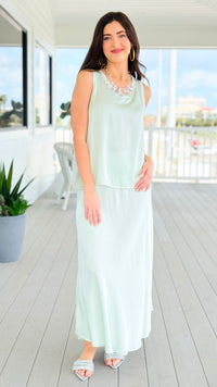 Just My Type Italian Skirt- Sage
