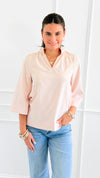 Soft Focus Wide Sleeve Top - Blush-110 Long Sleeve Tops-GIGIO-Coastal Bloom Boutique, find the trendiest versions of the popular styles and looks Located in Indialantic, FL