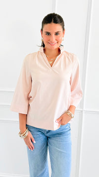 Soft Focus Wide Sleeve Top - Blush-110 Long Sleeve Tops-GIGIO-Coastal Bloom Boutique, find the trendiest versions of the popular styles and looks Located in Indialantic, FL