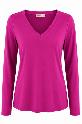 V-Neck Anniston Microfiber Tee  - Magenta