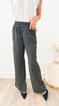 Printed Straight Leg Pants - Black-170 Bottoms-EESOME-Coastal Bloom Boutique, find the trendiest versions of the popular styles and looks Located in Indialantic, FL