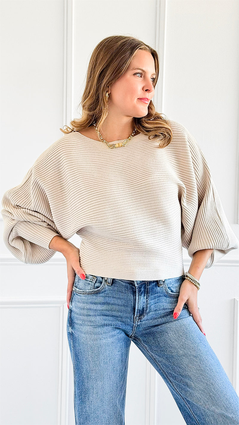 Soft Ribbed Knit Sweater - Sand Beige-140 Sweaters-Zenana-Coastal Bloom Boutique, find the trendiest versions of the popular styles and looks Located in Indialantic, FL