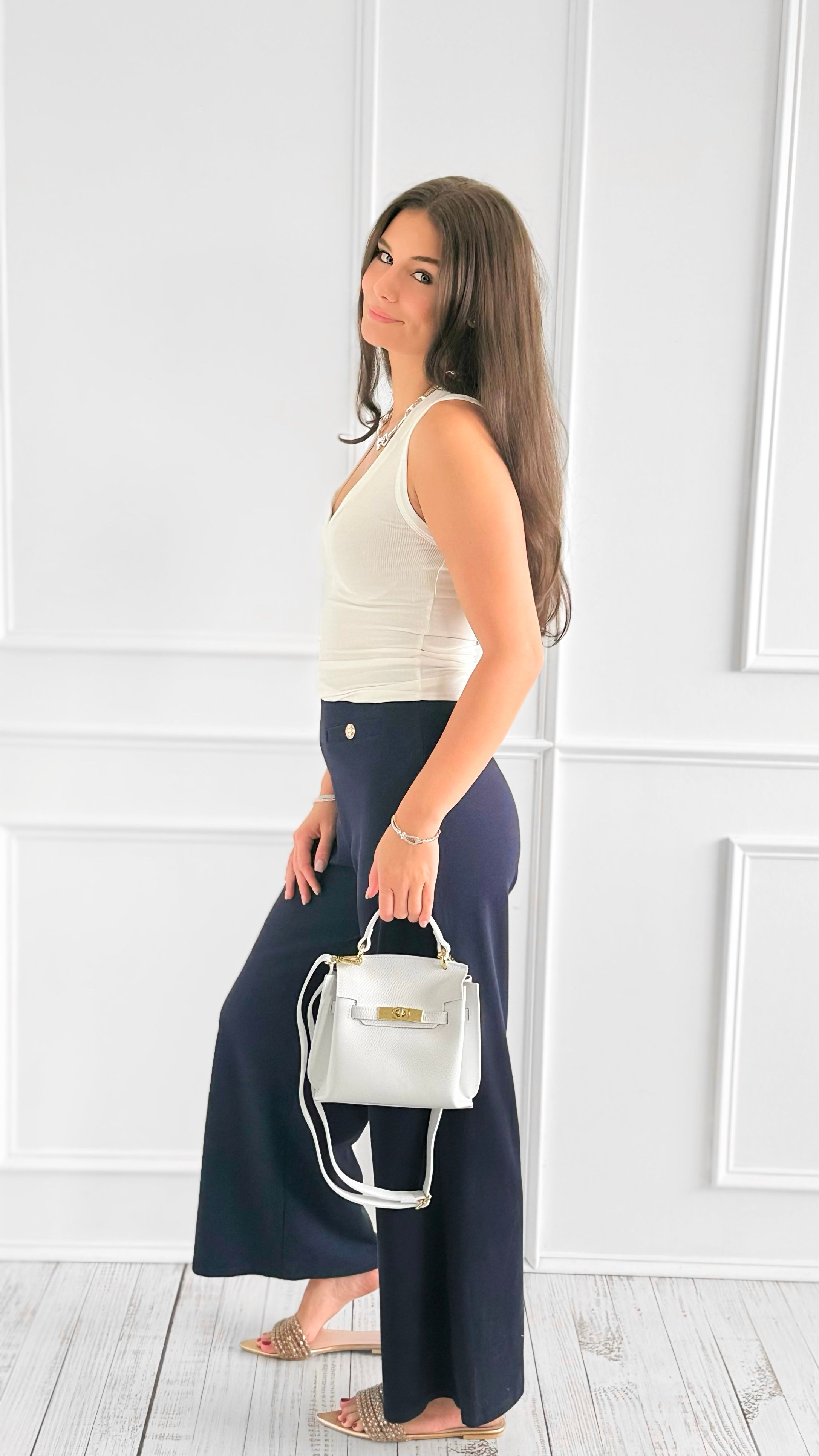 Golden Hour Pants - Navy-170 Bottoms-GLAM-Coastal Bloom Boutique, find the trendiest versions of the popular styles and looks Located in Indialantic, FL