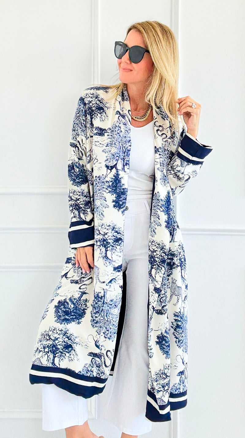 Adorable Italian Long Jacket- Navy-160 Jackets-K2-Coastal Bloom Boutique, find the trendiest versions of the popular styles and looks Located in Indialantic, FL