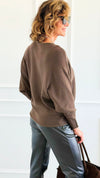 Serene Boatneck Italian Pullover- Brown-140 Sweaters-Aute-Coastal Bloom Boutique, find the trendiest versions of the popular styles and looks Located in Indialantic, FL