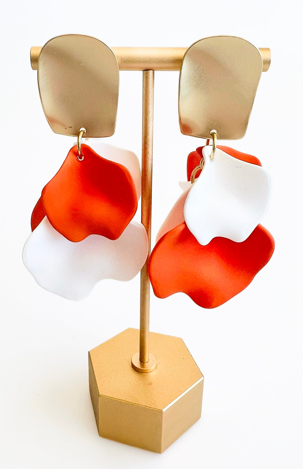 Dangle Petal Earrings - Orange & White-230 Jewelry-NYW-Coastal Bloom Boutique, find the trendiest versions of the popular styles and looks Located in Indialantic, FL