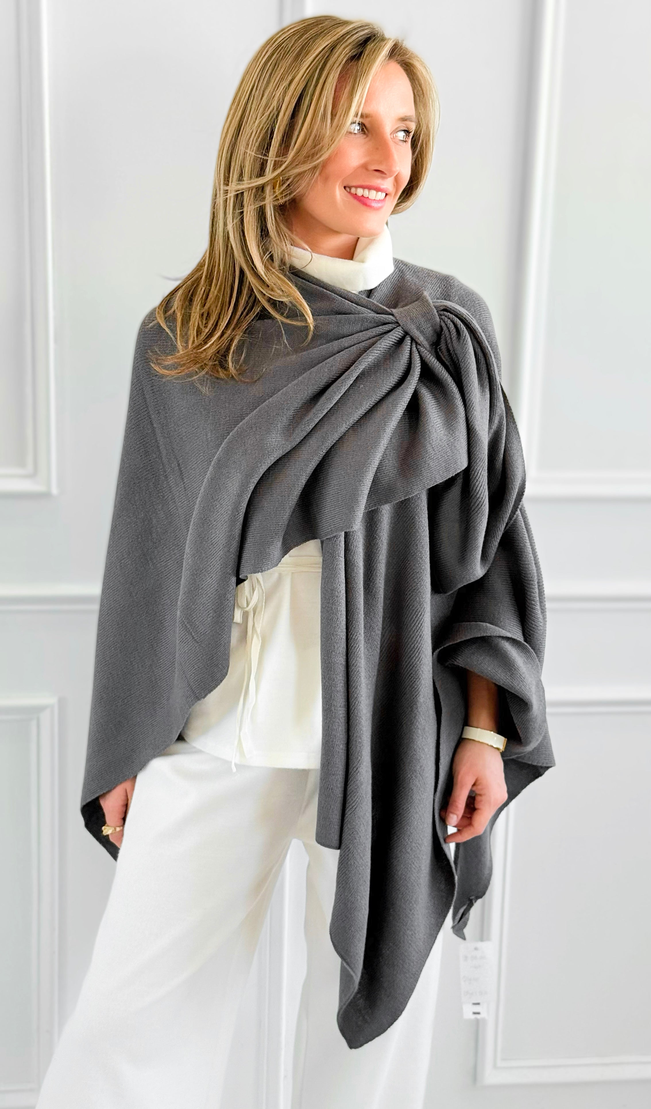 Walk Away Poncho - Charcoal-150 Cardigan Layers-NYW-Coastal Bloom Boutique, find the trendiest versions of the popular styles and looks Located in Indialantic, FL