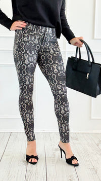 Snakeskin Mirage Slim Fit Jeggings-170 Bottoms/Shorts-YELETE-Coastal Bloom Boutique, find the trendiest versions of the popular styles and looks Located in Indialantic, FL