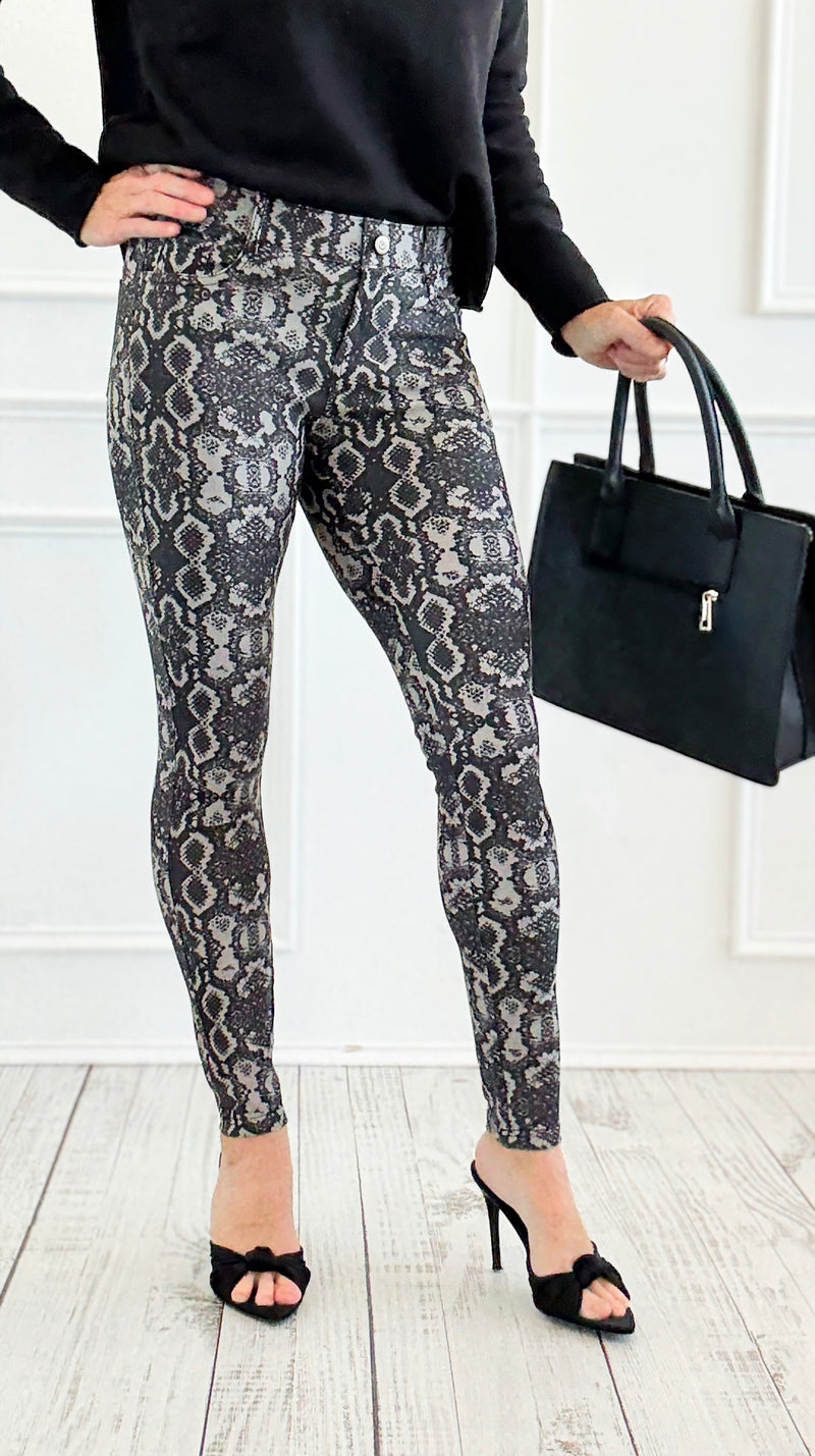Snakeskin Mirage Slim Fit Jeggings-170 Bottoms/Shorts-YELETE-Coastal Bloom Boutique, find the trendiest versions of the popular styles and looks Located in Indialantic, FL