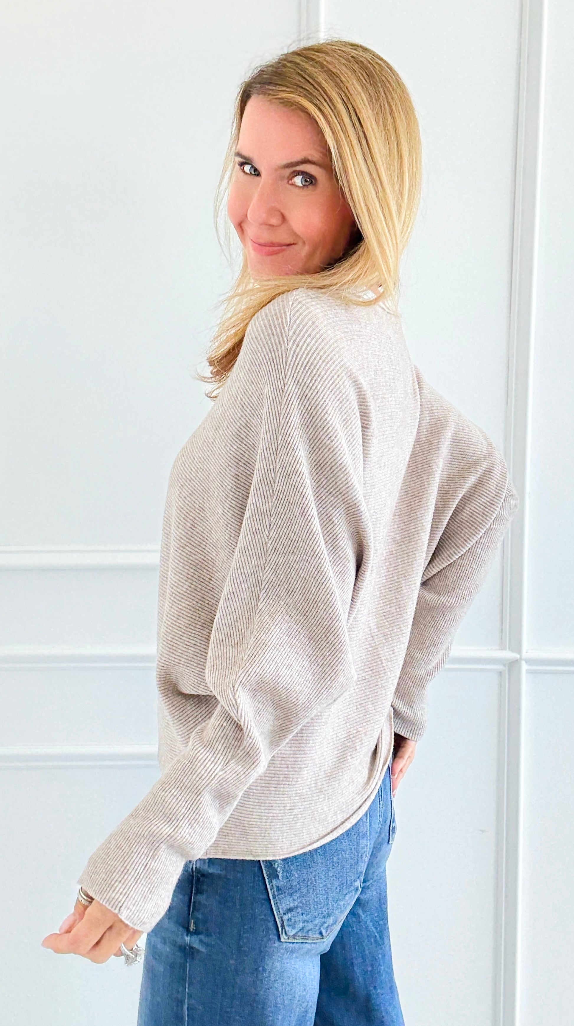 Ribbed Italian Pullover- Mocha-140 Sweaters-Italianissimo-Coastal Bloom Boutique, find the trendiest versions of the popular styles and looks Located in Indialantic, FL
