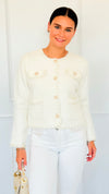 Che'rie Italian Cardigan-Ivory-150 Cardigans/Layers-Italianissimo-Coastal Bloom Boutique, find the trendiest versions of the popular styles and looks Located in Indialantic, FL