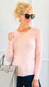 Hailey Knit Pullover Top - Dusty Pink-140 Sweaters-Cielo-Coastal Bloom Boutique, find the trendiest versions of the popular styles and looks Located in Indialantic, FL