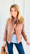 Moto Faux Leather Collar Jacket- Cognac-160 Jackets-IRIS-Coastal Bloom Boutique, find the trendiest versions of the popular styles and looks Located in Indialantic, FL