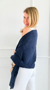 Chic Italian Scarf- Navy-260 Other Accessories-NSP/PORCIENTO-Coastal Bloom Boutique, find the trendiest versions of the popular styles and looks Located in Indialantic, FL