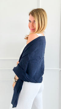 Chic Italian Scarf- Navy-260 Other Accessories-NSP/PORCIENTO-Coastal Bloom Boutique, find the trendiest versions of the popular styles and looks Located in Indialantic, FL
