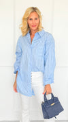 Line Up Relaxed Italian Tunic- Sky Blue-110 Long Sleeve Tops-SEE YOU IN ROME-Coastal Bloom Boutique, find the trendiest versions of the popular styles and looks Located in Indialantic, FL